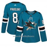 Camiseta Hockey Mujer San Jose Sharks 8 Joe Pavelski Primera Adizero Jugador Teal