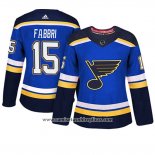 Camiseta Hockey Mujer St. Louis Blues 15 Robby Fabbri Primera Adizero Jugador Azul