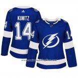 Camiseta Hockey Mujer Tampa Bay Lightning 14 Chris Kunitz Primera Adizero Jugador Azul