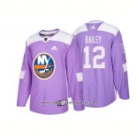 Camiseta Hockey New York Islanders 12 Josh Bailey Autentico Hockey Fights Cancer 2018 Violeta