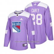 Camiseta Hockey New York Rangers Paul Carey Hockey Fights Cancer Violeta