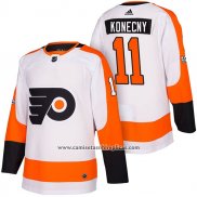 Camiseta Hockey Philadelphia Flyers 11 Travis Konecny Autentico Segunda 2018 Blanco