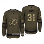 Camiseta Hockey San Jose Sharks 31 Martin Jones Camuflaje Salute To Service