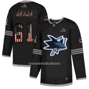 Camiseta Hockey San Jose Sharks Justin Braun 2020 USA Flag Negro