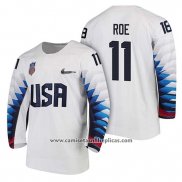 Camiseta Hockey USA Garrett Roe 2018 Olympic Blanco