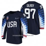 Camiseta Hockey USA Matt Gilroy 2018 Olympic Azul