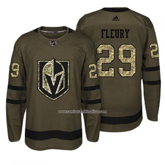 Camiseta Hockey Vegas Golden Knights 29 Marc Andre Fleury Verde Militar