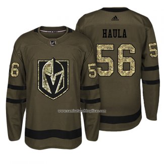 Camiseta Hockey Vegas Golden Knights 56 Erik Haula Verde Militar