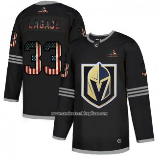 Camiseta Hockey Vegas Golden Knights Maxime Lagace 2020 USA Flag Negro