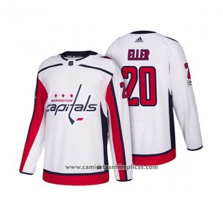 Camiseta Hockey Washington Capitals 20 Lars Eller Centennial Patch 2018 Blanco