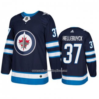 Camiseta Hockey Winnipeg Jets Connor Hellebuyck Primera Autentico Azul