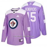 Camiseta Hockey Winnipeg Jets Matt Hendricks Hockey Fights Cancer Violeta