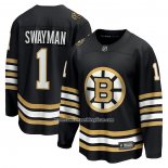 Camiseta Hockey Boston Bruins Jeremy Swayman 100th Aniversario Premier Breakaway Negro