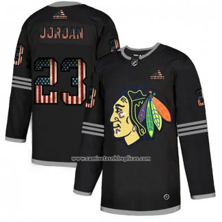 Camiseta Hockey Chicago Blackhawks Michael Jordan 2020 USA Flag Negro