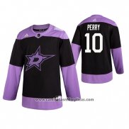 Camiseta Hockey Dallas Stars Corey Perry Fights Cancer Negro