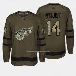 Camiseta Hockey Detroit Red Wings 14 Gustav Nyquist Verde Salute To Service