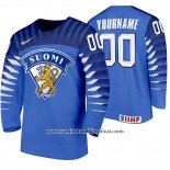 Camiseta Hockey Finlandia Personalizada Away 2020 IIHF World Championship Azul