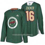 Camiseta Hockey Minnesota Wild Jason Zucker New Season Practice Verde