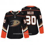 Camiseta Hockey Mujer Anaheim Ducks 30 Ryan Miller Autentico Jugador Negro