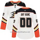 Camiseta Hockey Mujer Anaheim Ducks Segunda Personalizada Blanco