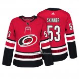 Camiseta Hockey Mujer Carolina Hurricanes 53 Jeff Skinner Autentico Jugador Rojo