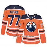 Camiseta Hockey Mujer Edmonton Oilers 77 Oscar Klefbom Adizero Jugador Primera Naranja