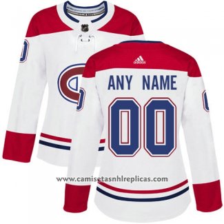 Camiseta Hockey Mujer Montreal Canadiens Segunda Personalizada Blanco