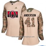 Camiseta Hockey Mujer Ottawa Senators 41 Craig Anderson Camuflaje Autentico 2017 Veterans Day Stitched