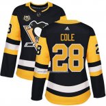 Camiseta Hockey Mujer Pittsburgh Penguins 28 Ian Cole 50 Anniversary Primera Premier Negro