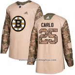 Camiseta Hockey Nino Boston Bruins 25 Brandon Carlo Autentico 2017 Veterans Day Stitched Camuflaje