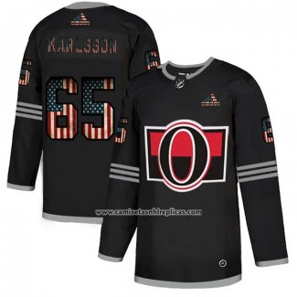 Camiseta Hockey Ottawa Senators Erik Karlsson 2020 USA Flag Negro