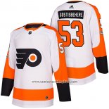 Camiseta Hockey Philadelphia Flyers 53 Shayne Gostisbehere Autentico Segunda 2018 Blanco