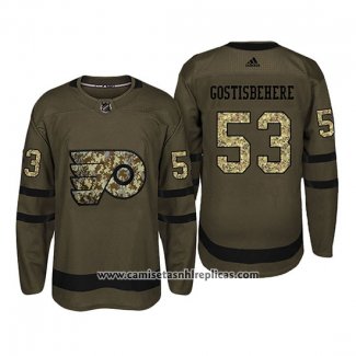 Camiseta Hockey Philadelphia Flyers 53 Shayne Gostisbehere Camuflaje Salute To Service