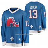 Camiseta Hockey Quebec Nordiques Mats Sundin Heritage Vintage Replica Azul