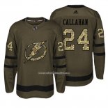 Camiseta Hockey Tampa Bay Lightning 24 Ryan Callahan Verde Militar