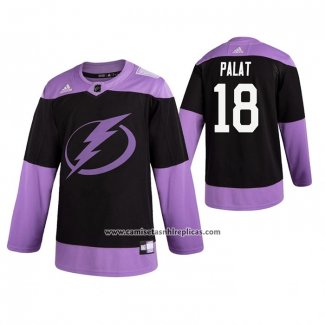 Camiseta Hockey Tampa Bay Lightning Ondrej Palat 2019 Fights Cancer Negro