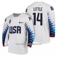 Camiseta Hockey USA Broc Little 2018 Olympic Blanco