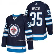 Camiseta Hockey Winnipeg Jets 39 Steve Mason Autentico Primera 2018 Azul