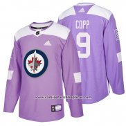 Camiseta Hockey Winnipeg Jets Andrew Copp Hockey Fights Cancer Violeta