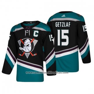 Camiseta Hockey Anaheim Ducks Ryan Getzlaf Alternato 25th Aniversario Autentico Negro