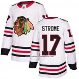 Camiseta Hockey Chicago Blackhawks 17 Dylan Strome Road Autentico Blanco