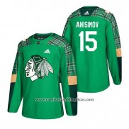 Camiseta Hockey Chicago Blackhawks Artem Anisimov 2018 St. Patrick's Day Verde