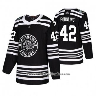 Camiseta Hockey Chicago Blackhawks Gustav Forsling Winter Classic Negro