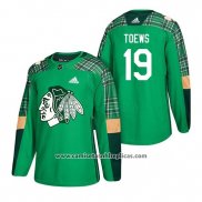 Camiseta Hockey Chicago Blackhawks Jonathan Toews 2018 St. Patrick's Day Verde