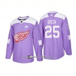 Camiseta Hockey Detroit Red Wings 25 Mike Green Autentico Hockey Fights Cancer 2018 Violeta