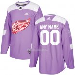 Camiseta Hockey Detroit Red Wings Personalizada Violeta