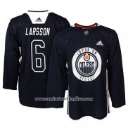 Camiseta Hockey Edmonton Oilers Adam Larsson Practice Azul