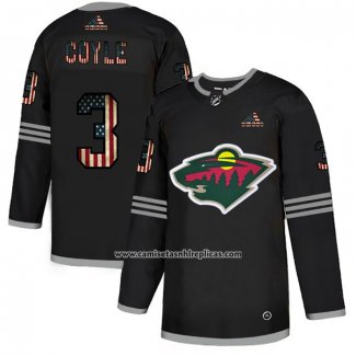 Camiseta Hockey Minnesota Wild Charlie Coyle 2020 USA Flag Negro