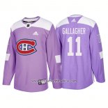 Camiseta Hockey Montreal Canadiens 11 Brendan Gallagher Autentico Hockey Fights Cancer 2018 Violeta