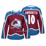 Camiseta Hockey Mujer Colorado Avalanche 10 Sven Andrighetto Autentico Jugador Maroon